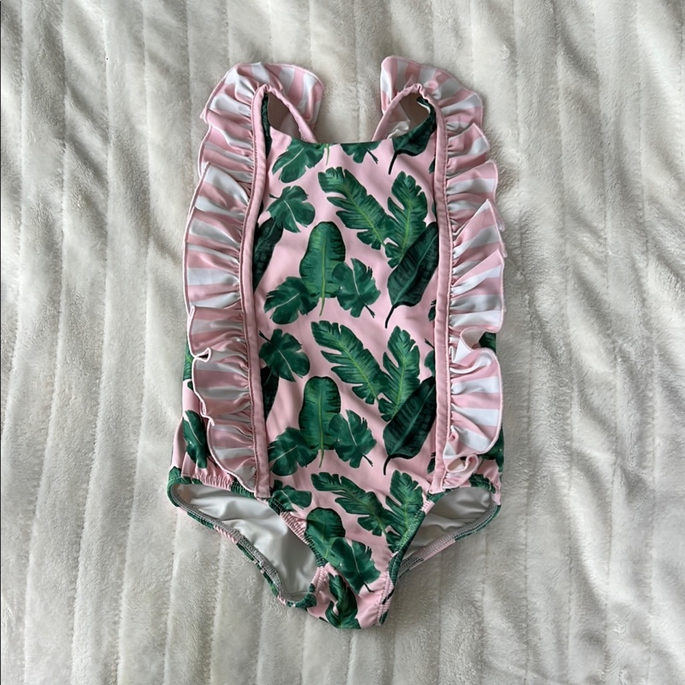 Swoon Baby Tropical Leaf Print Swimsuit 3T